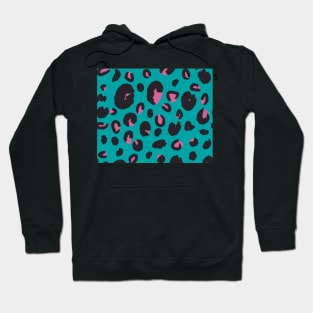 Pink on Teal Leopard Hoodie